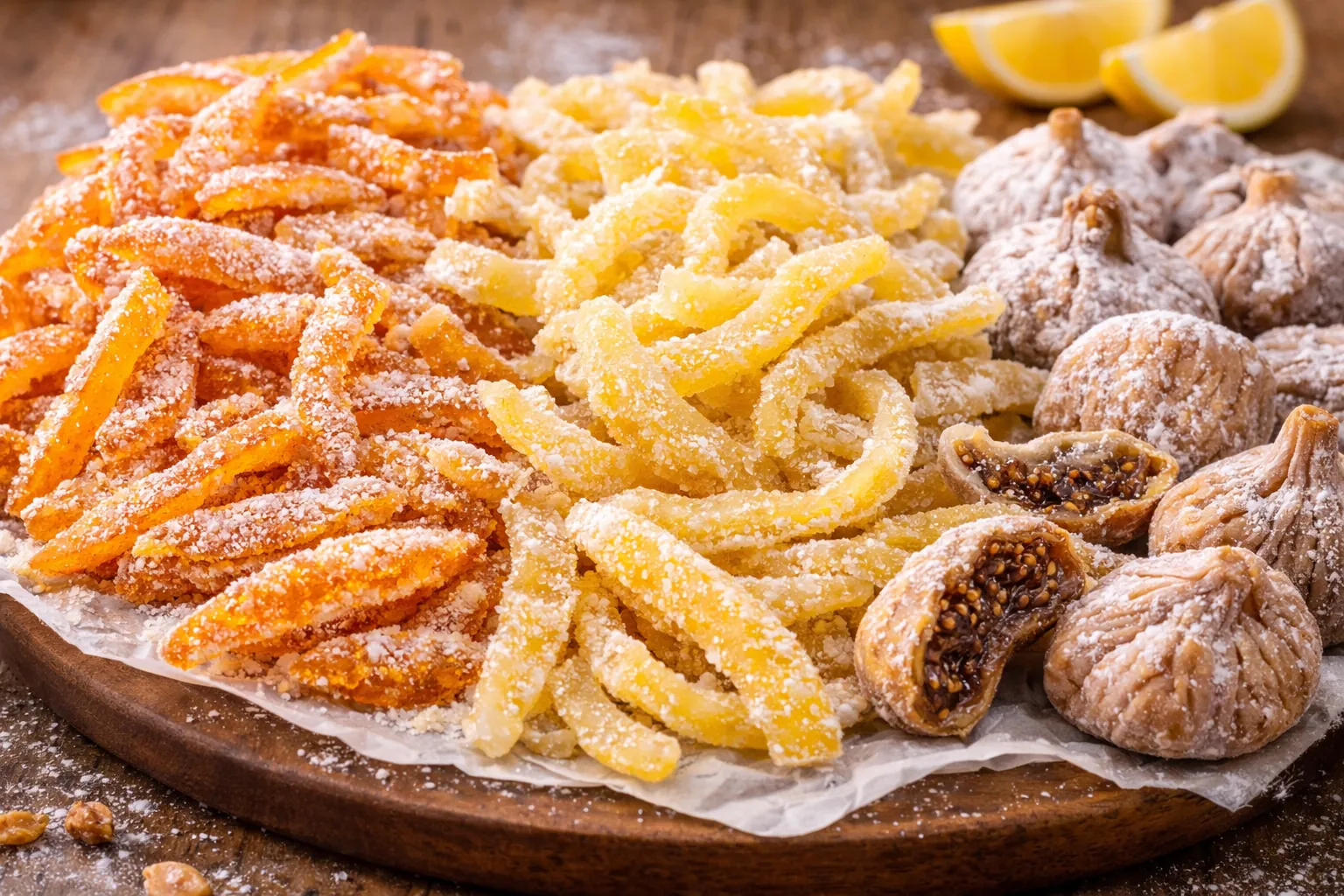 arancini-limuncini-dried-figs-croatia Candied orange and lemon peels with dried figs from the Croatian coast