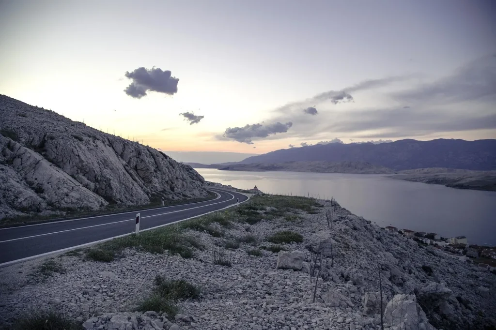 Adriatic coastal road between Split and Dubrovnik with sea views along the magistrala