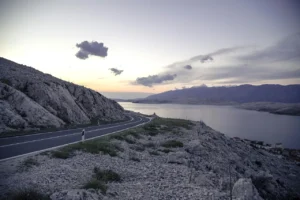 Adriatic coastal road between Split and Dubrovnik with sea views along the magistrala