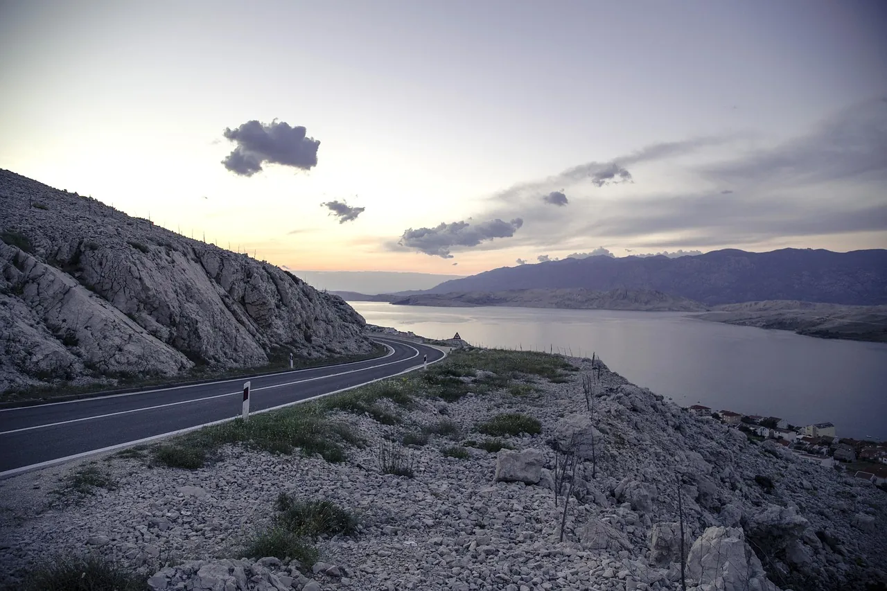 Adriatic coastal road between Split and Dubrovnik with sea views along the magistrala