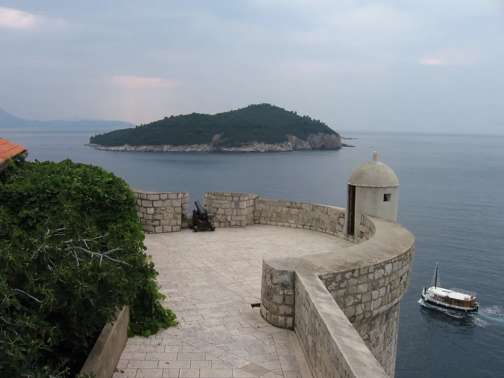 dubrovnik-city-walls-view-lokrum View from Dubrovnik city walls looking toward Lokrum Island