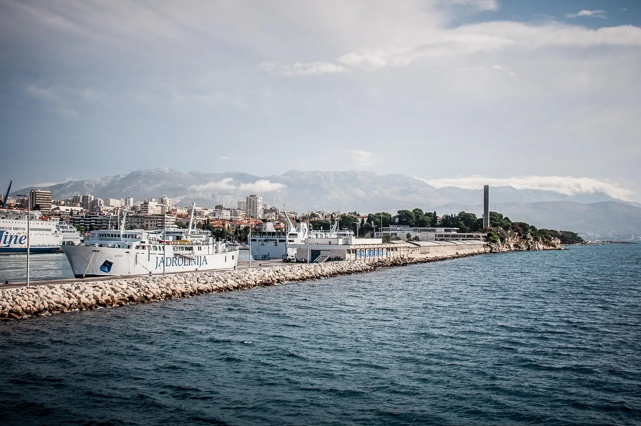 Ferries and passenger boats at Split ferry port on the route toward Dubrovnik