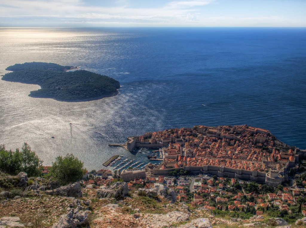 mount-srd-view-dubrovnik-old-town Panoramic view of Dubrovnik Old Town and Lokrum Island from Mount Srđ