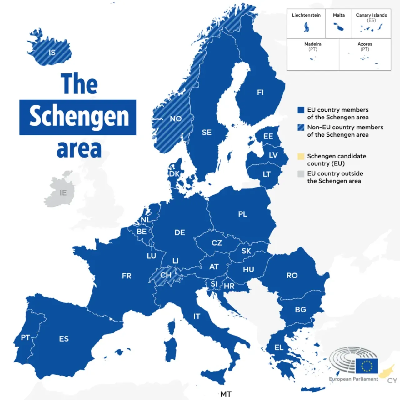 schengen-area-90-180-day-rule-map Map of the Schengen Area explaining the 90/180-day stay rule for Croatia and other Schengen countries