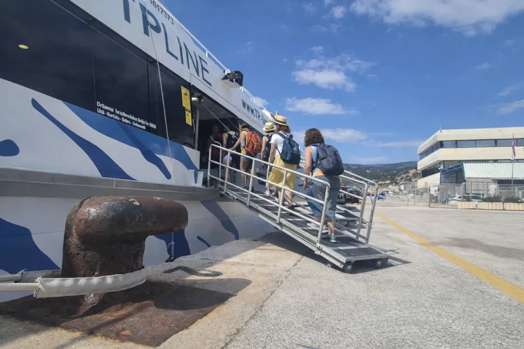 Passengers boarding a catamaran in Dubrovnik Gruž ferry port Croatia