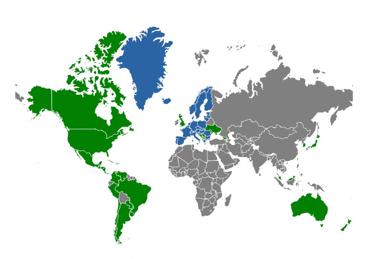 etias-visa-free-countries-map-europe-travel World map showing Schengen countries and visa-free countries that will need ETIAS to travel to Europe