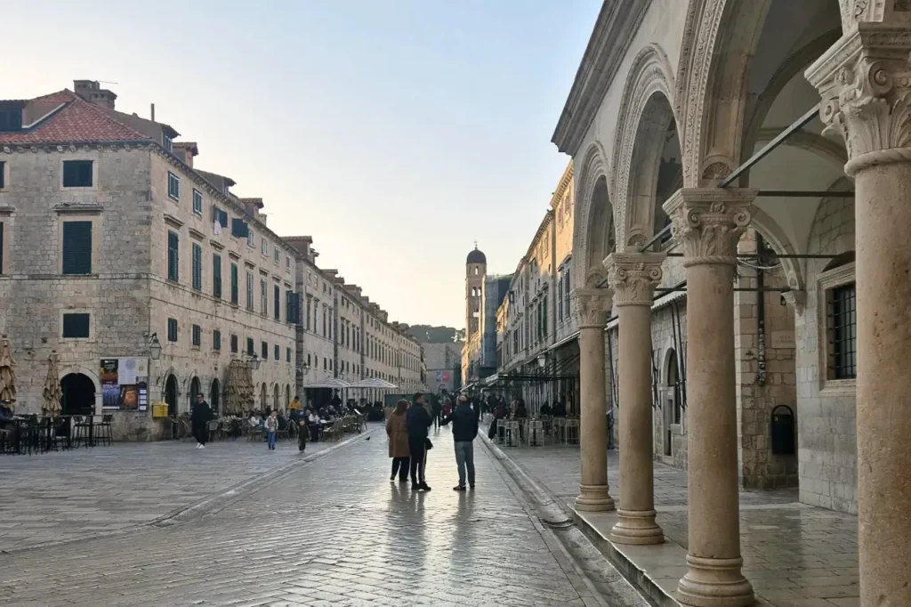 Stradun Dubrovnik Old Town in spring with light crowds and relaxed atmosphere