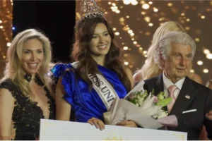 Miss Universe Croatia 2026 winner Antea Mršić after the final ceremony in Zagreb