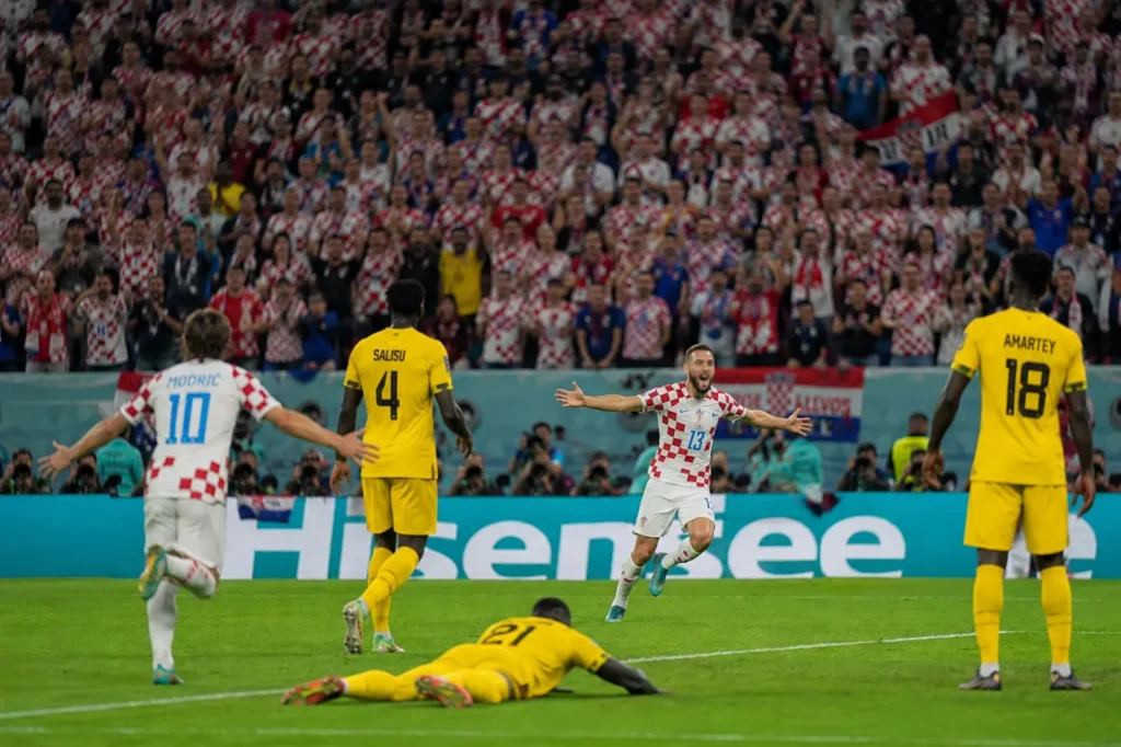 AI illustration of Croatia celebrating after Croatia beat Ghana 2-1 at the 2026 FIFA World Cup.