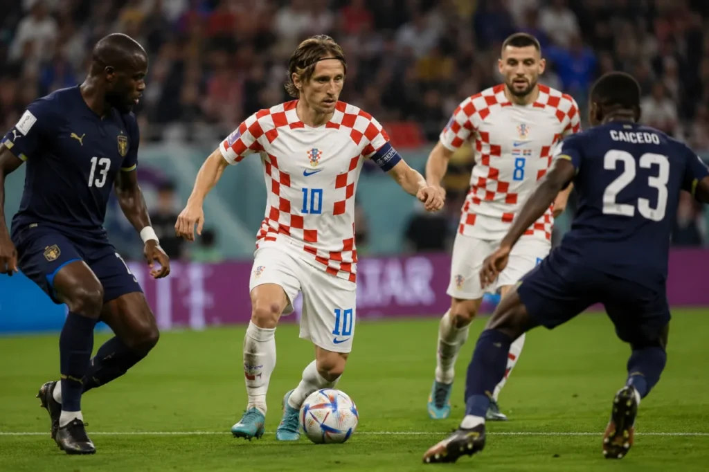 Croatia players in action ahead of the Croatia vs Ghana match at the 2026 FIFA World Cup