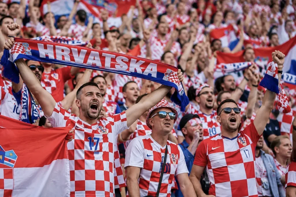 Croatia fans in Toronto waving Croatian flags and supporting the Vatreni ahead of the Panama match
