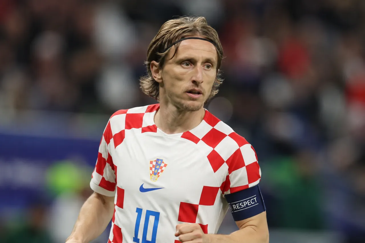 Luka Modrić 200th appearance for Croatia during the 2026 FIFA World Cup, with the Croatia captain wearing the national team shirt