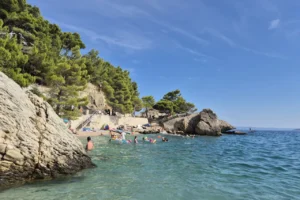 Podrače Beach in Brela, one of the most beautiful Croatian beaches on the Adriatic coast