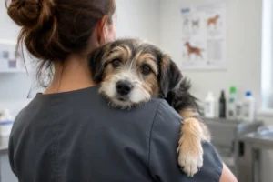 Dog being cared for by a veterinarian at one of the emergency veterinary clinics in Croatia