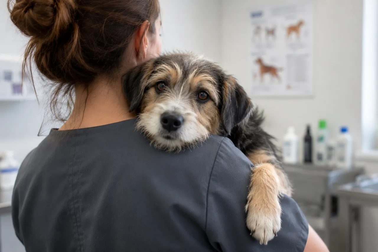 Dog being cared for by a veterinarian at one of the emergency veterinary clinics in Croatia