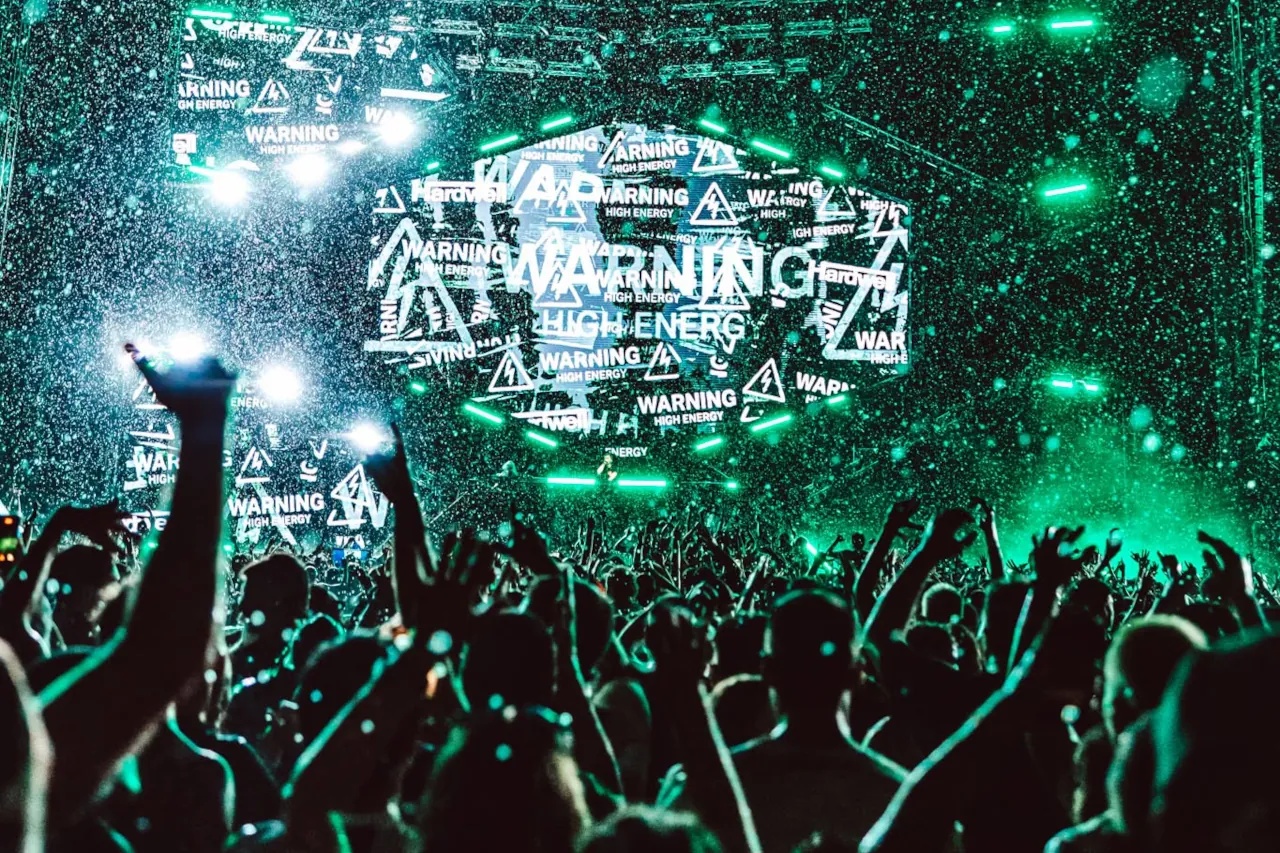 Crowd dancing in the rain during the second night of Ultra Europe 2026 in Split