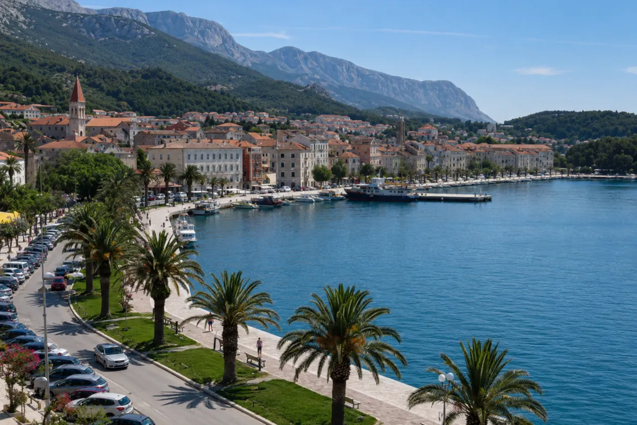 Makarska waterfront during the day following the alcohol sales ban in Makarska