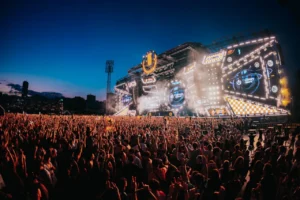 Main Stage at Park Mladeži in Split during Ultra Europe, featured in the Ultra Europe 2026 festival map guide showing the festival venue and stage location.