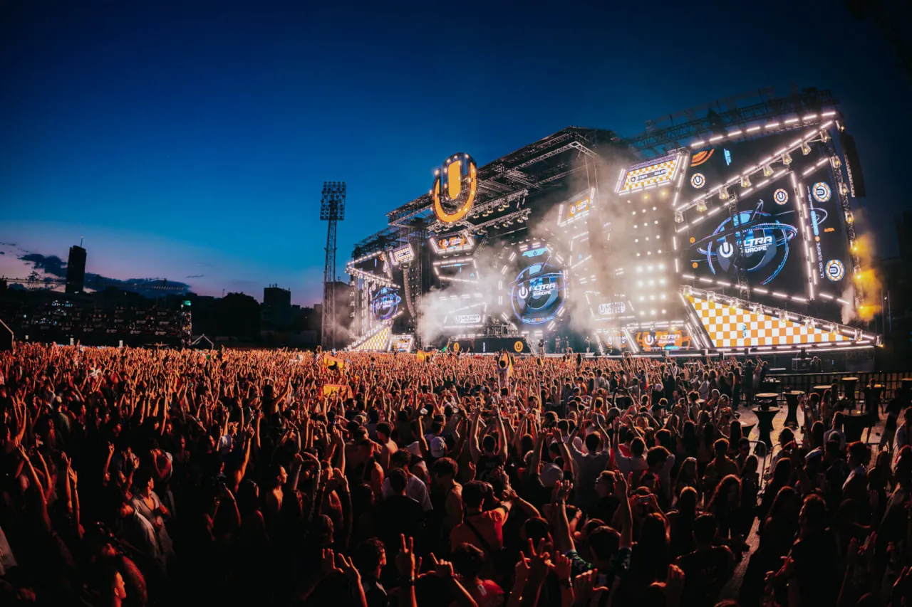 Main Stage at Park Mladeži in Split during Ultra Europe, featured in the Ultra Europe 2026 festival map guide showing the festival venue and stage location.