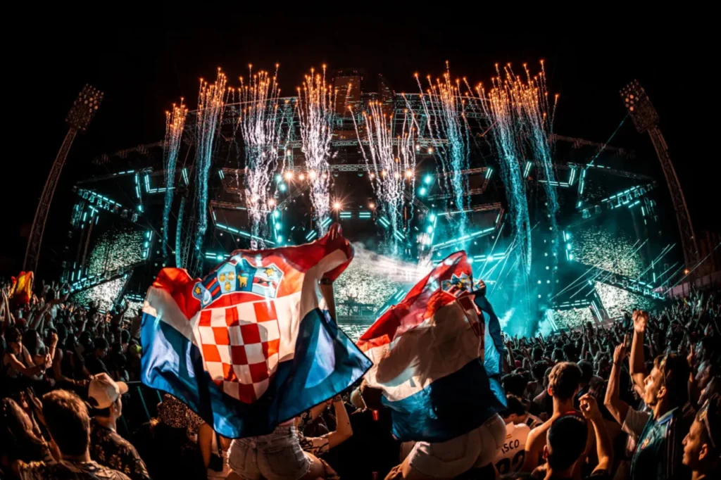 Crowds waving Croatian flags during Ultra Europe 2026, featured in the Ultra Europe 2026 lineup guide for Split, Croatia.