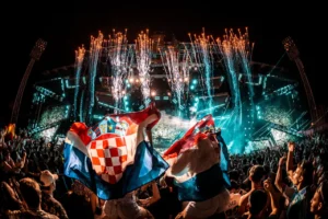 Crowds waving Croatian flags during Ultra Europe 2026, featured in the Ultra Europe 2026 lineup guide for Split, Croatia.