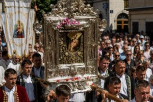 Religious procession marking August 15 in Croatia and the Feast of the Assumption