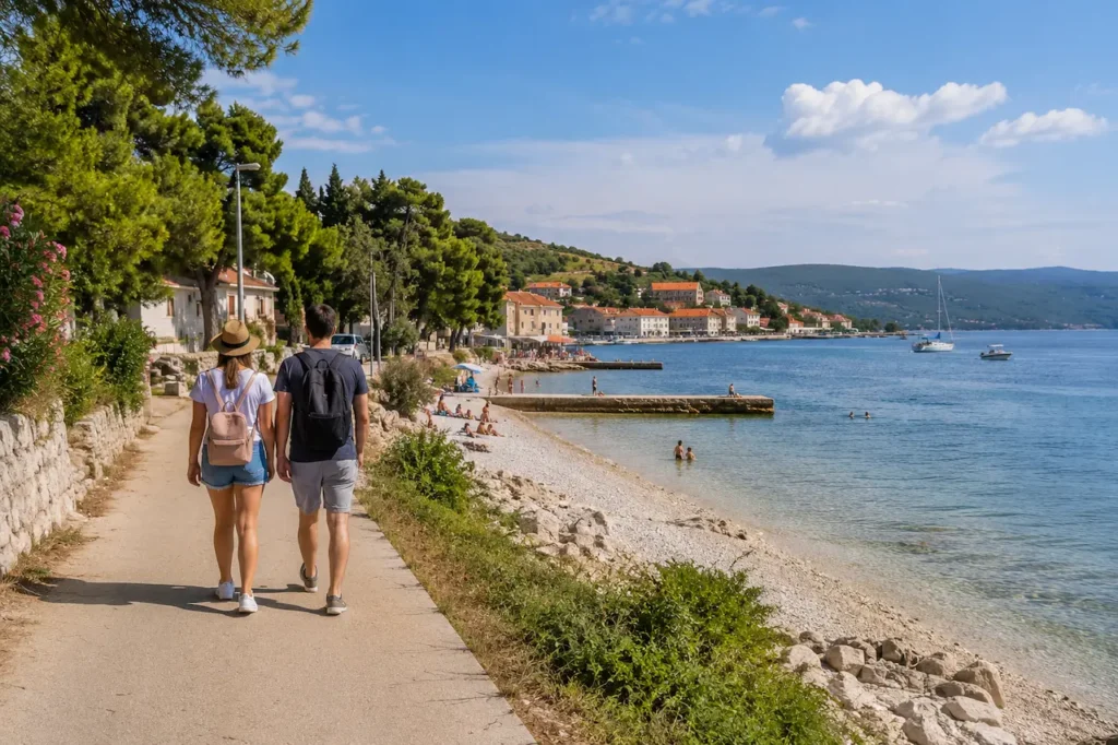 Czech and Hungarian tourists in Croatia enjoying a summer holiday on the Adriatic coast