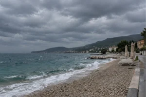 Cloudy and unsettled weather in Croatia along the Adriatic coast