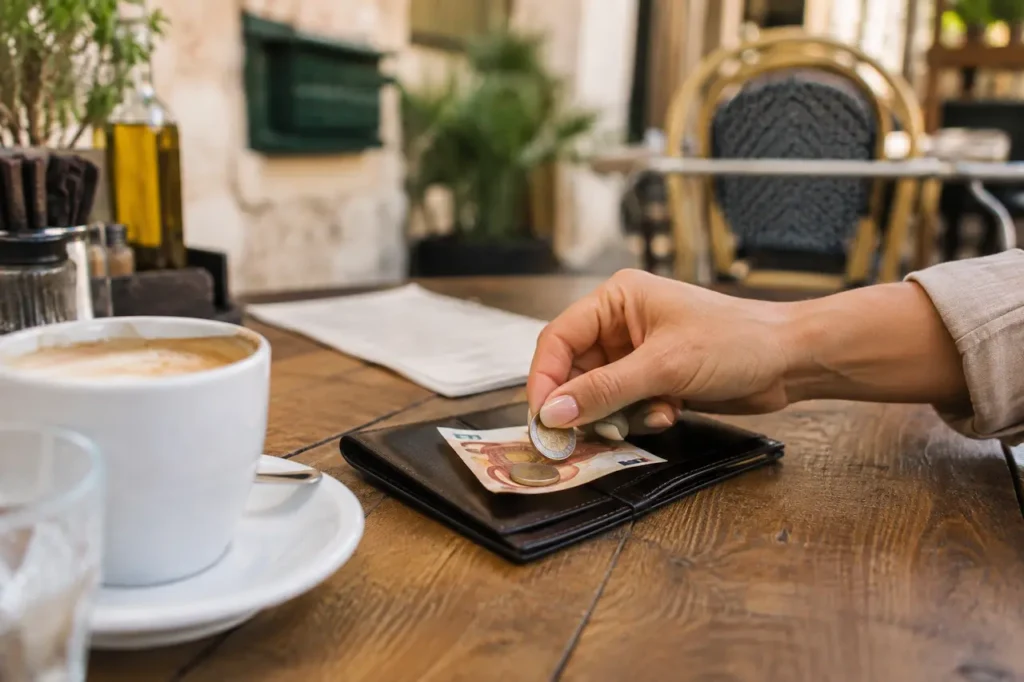 Tipping in Croatia with cash left on a café bill