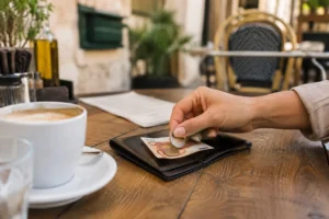 Tipping in Croatia with cash left on a café bill