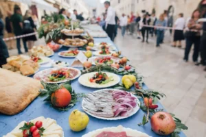 Plates of food laid out on the Dubrovnik Table during a previous Dubrovnik Good Food Festival