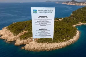 New sign confirming that naturist swimming is permitted at Lokrum nudist beach