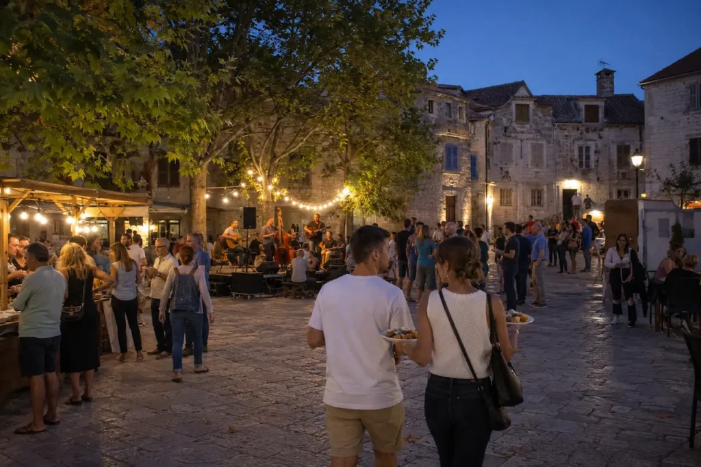 Visitors enjoying food and live music at one of the events in Croatia in September 2026.