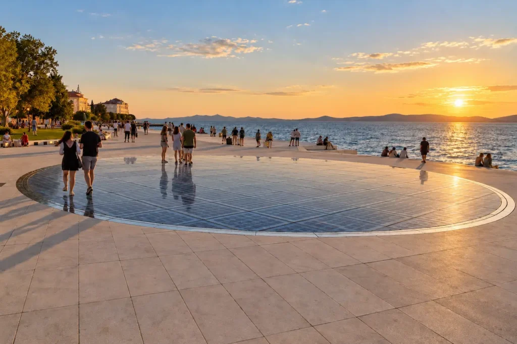 Zadar waterfront and Greeting to the Sun at sunset following its European Capital of Tourism 2027 shortlist selection